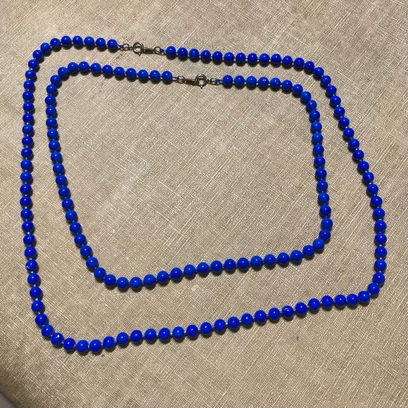 Ooops A Daisy Vibrant Blue enamel metal ball necklaces set of 2 - Picture 2 of 7